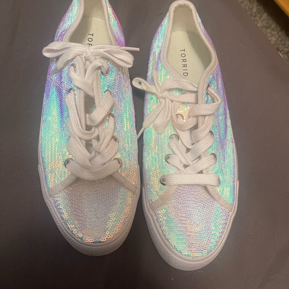 Torrid Holographic Sequin Sneakers with White Laces